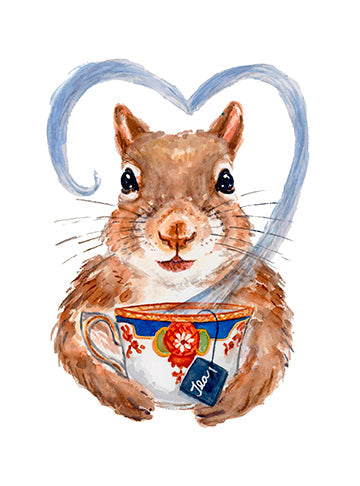 Squirrels Love Tea No.2 by Deidre Wicks